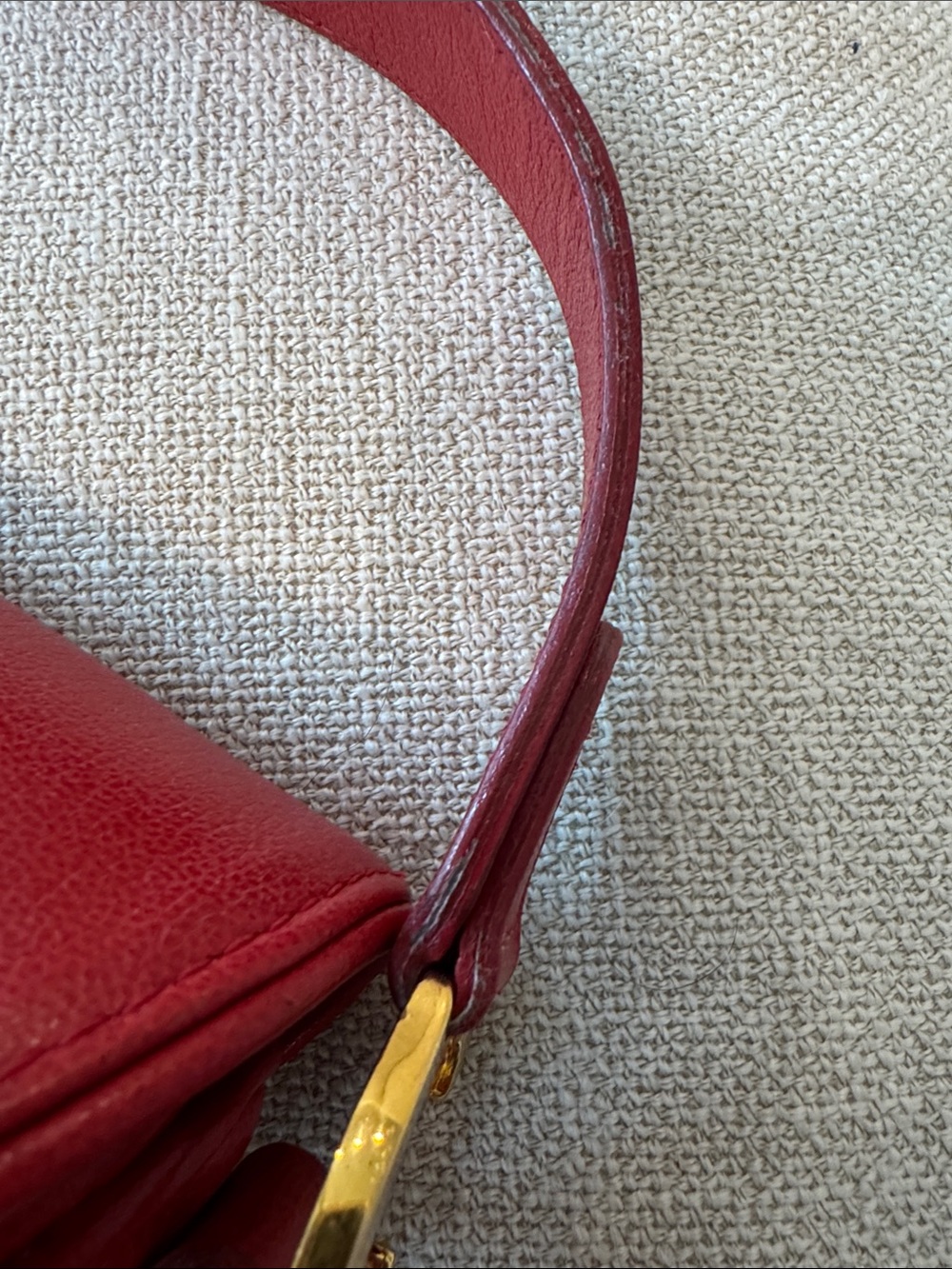 Authentic Christian Dior Vintage Red Leather Saddle Bag Gold Hardware w/ COA Y2K - Picture 15 of 17